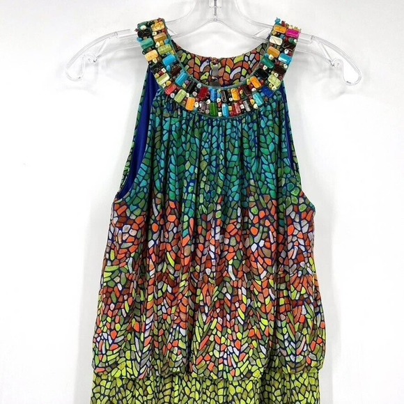 London Times Womens 6 Multicolor Stone Embellished Sleeveless Dress - Picture 3 of 7